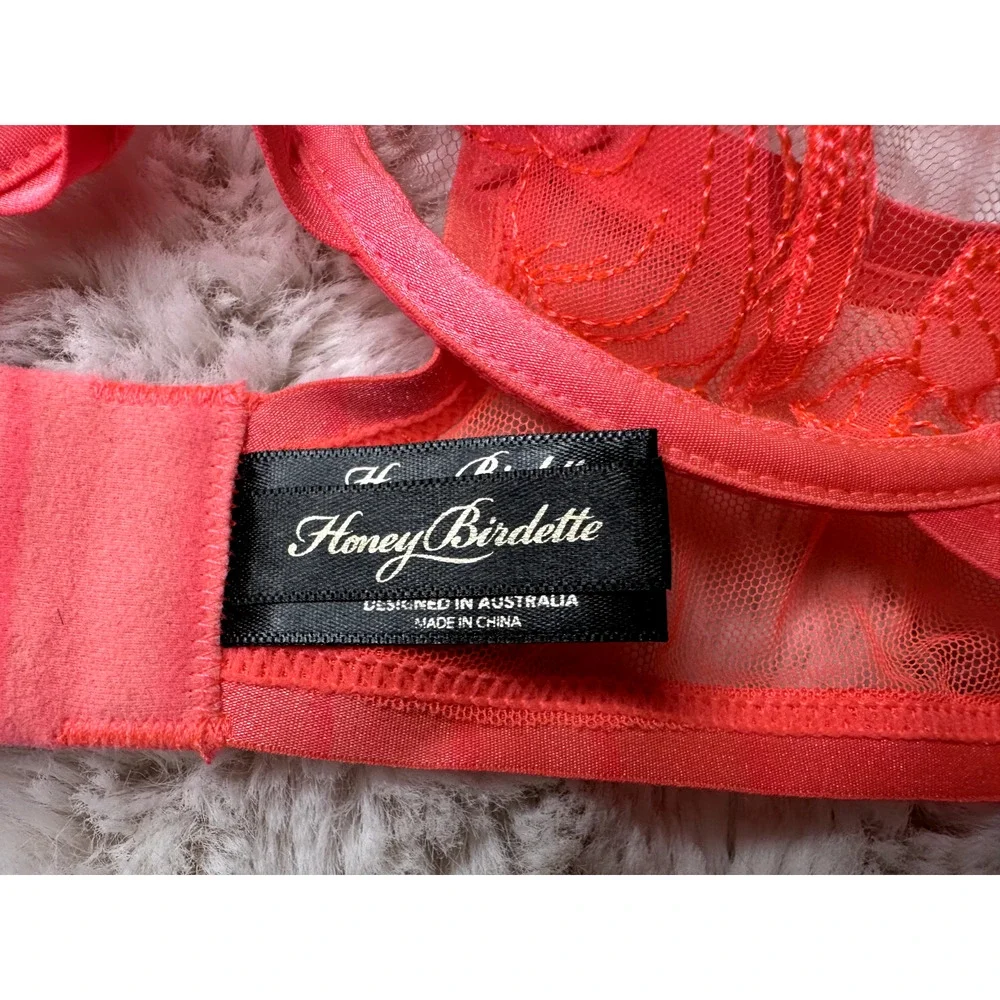 Honey Birdette MARIVIE🌸🩷 Neon Pink Floral Lace Bra 32D